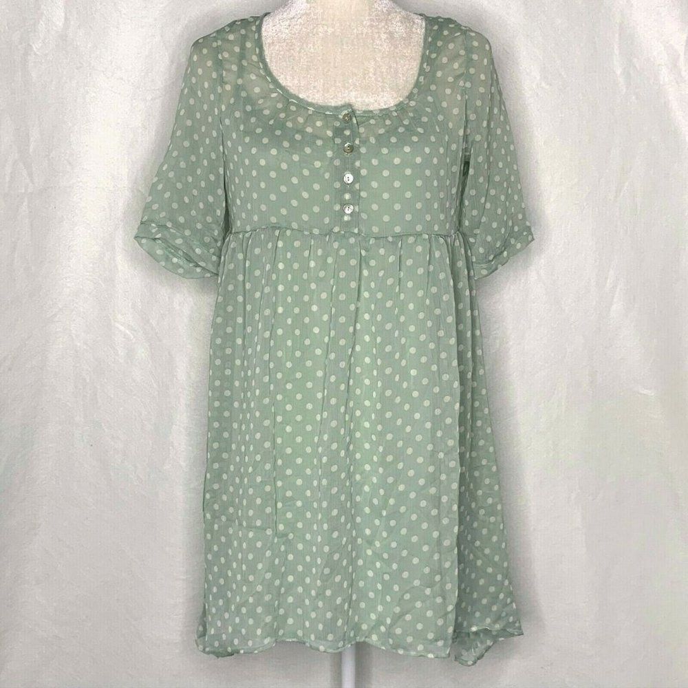 Freebird Babydoll Dress Mint Green White Polka Dot - Picture 2 of 4